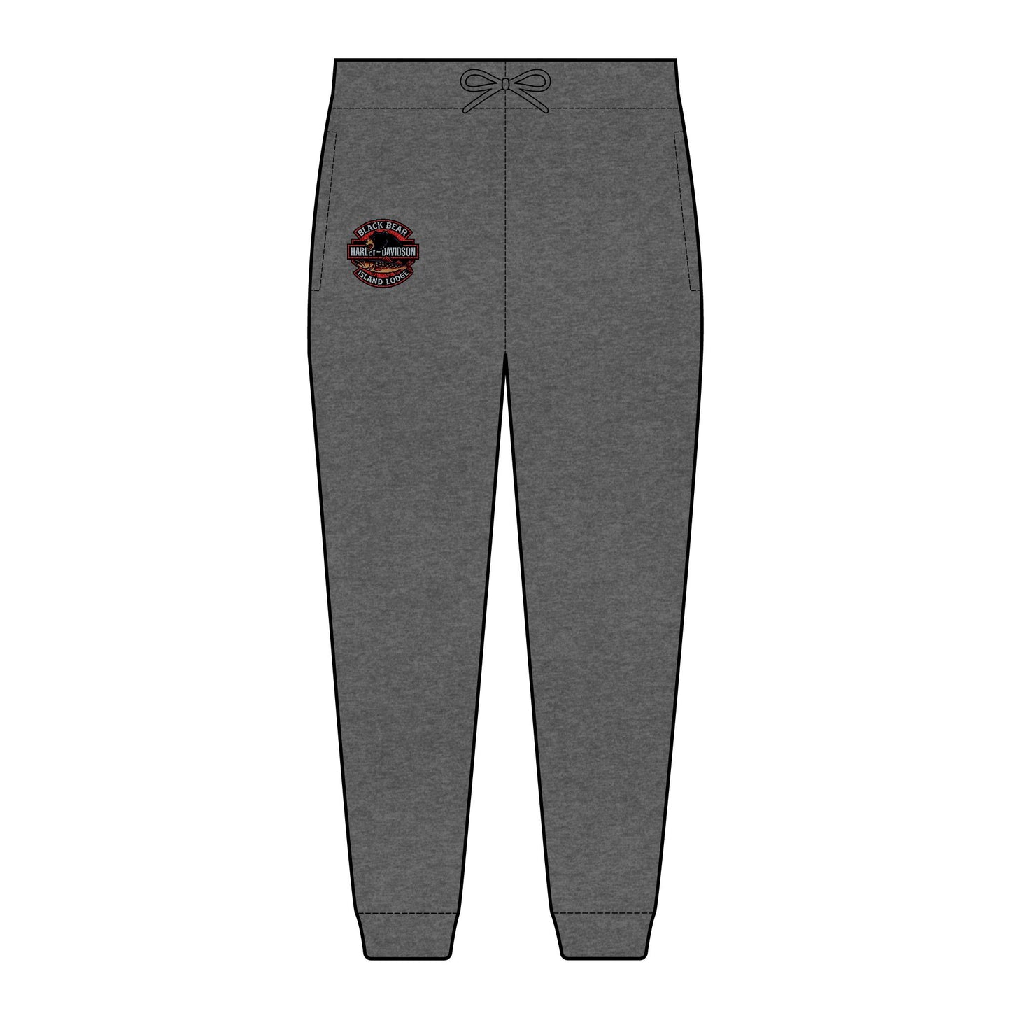 Harley Davidson Black Bear Island Lodge Embroidered Joggers