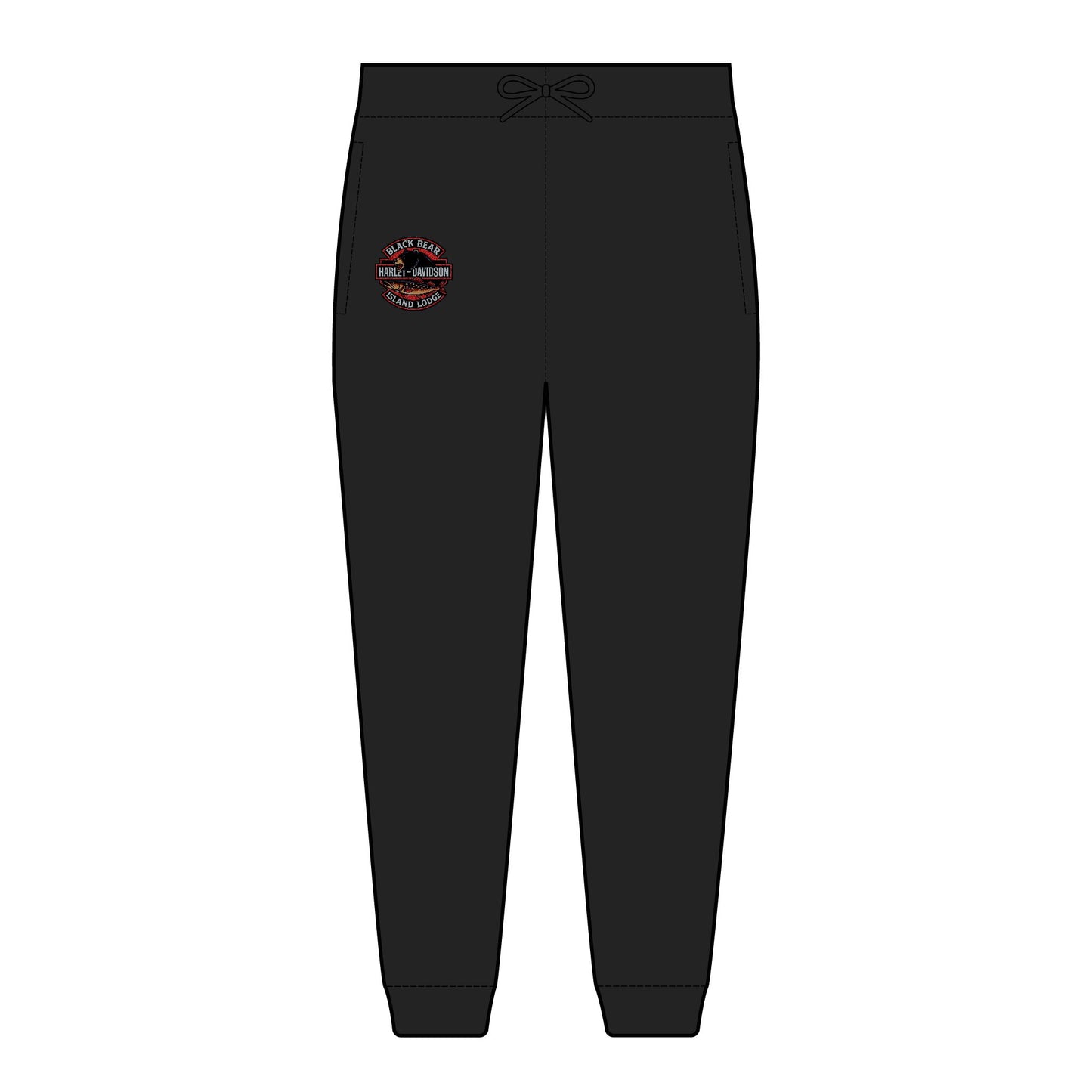 Harley Davidson Black Bear Island Lodge Embroidered Joggers