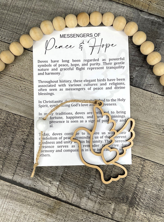 Messenger of Peace & Hope Dove Ornament (custom engraving optional)