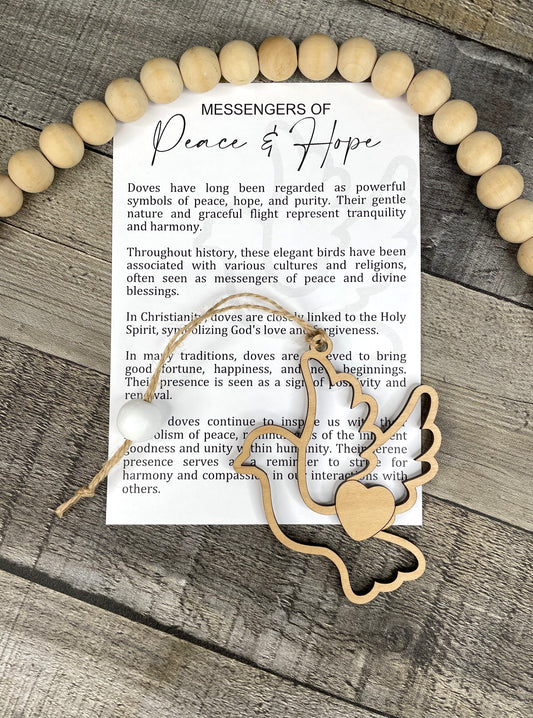 Messenger of Peace & Hope Dove Ornament (custom engraving optional)