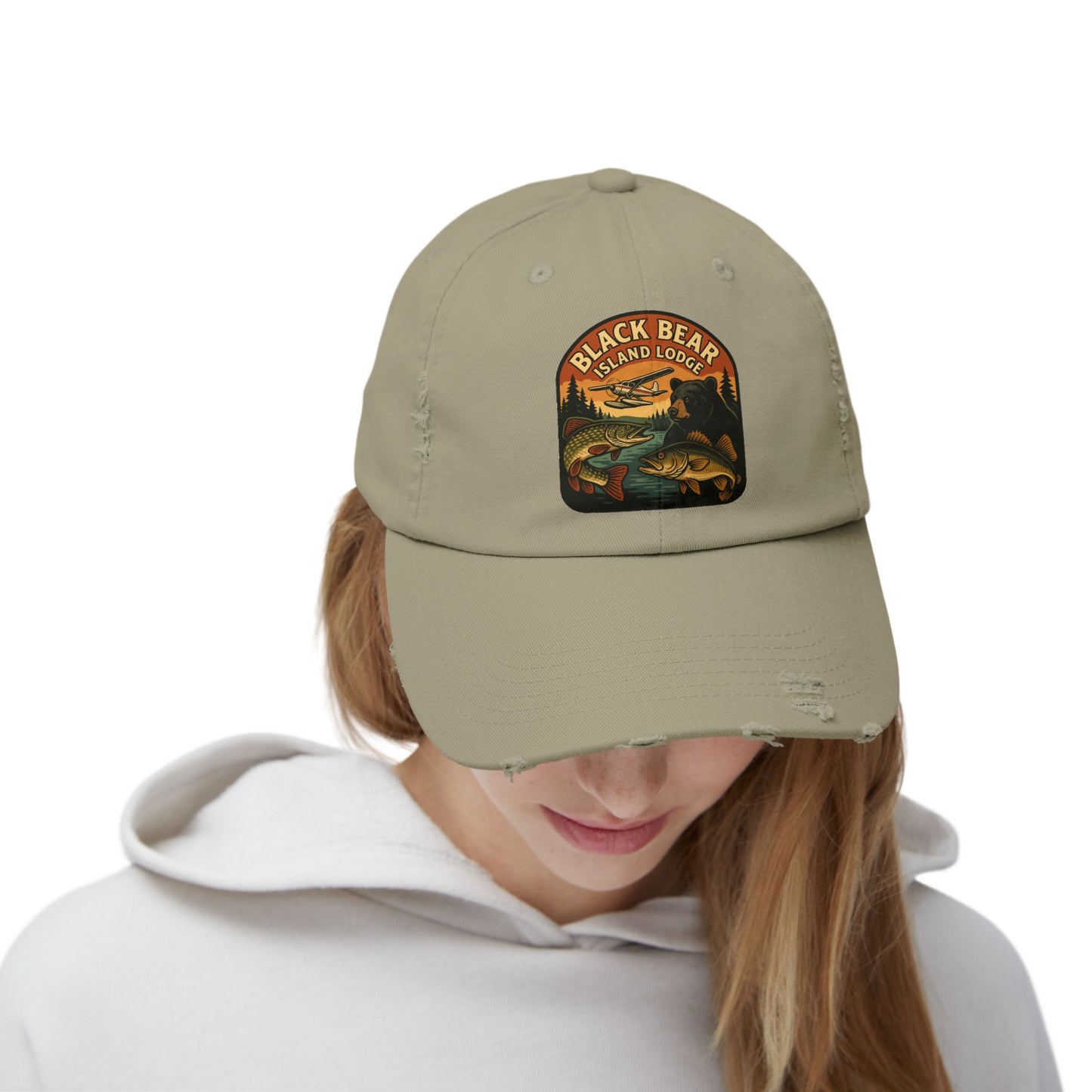 The Black Bear Island Lodge Distressed Cap 2025