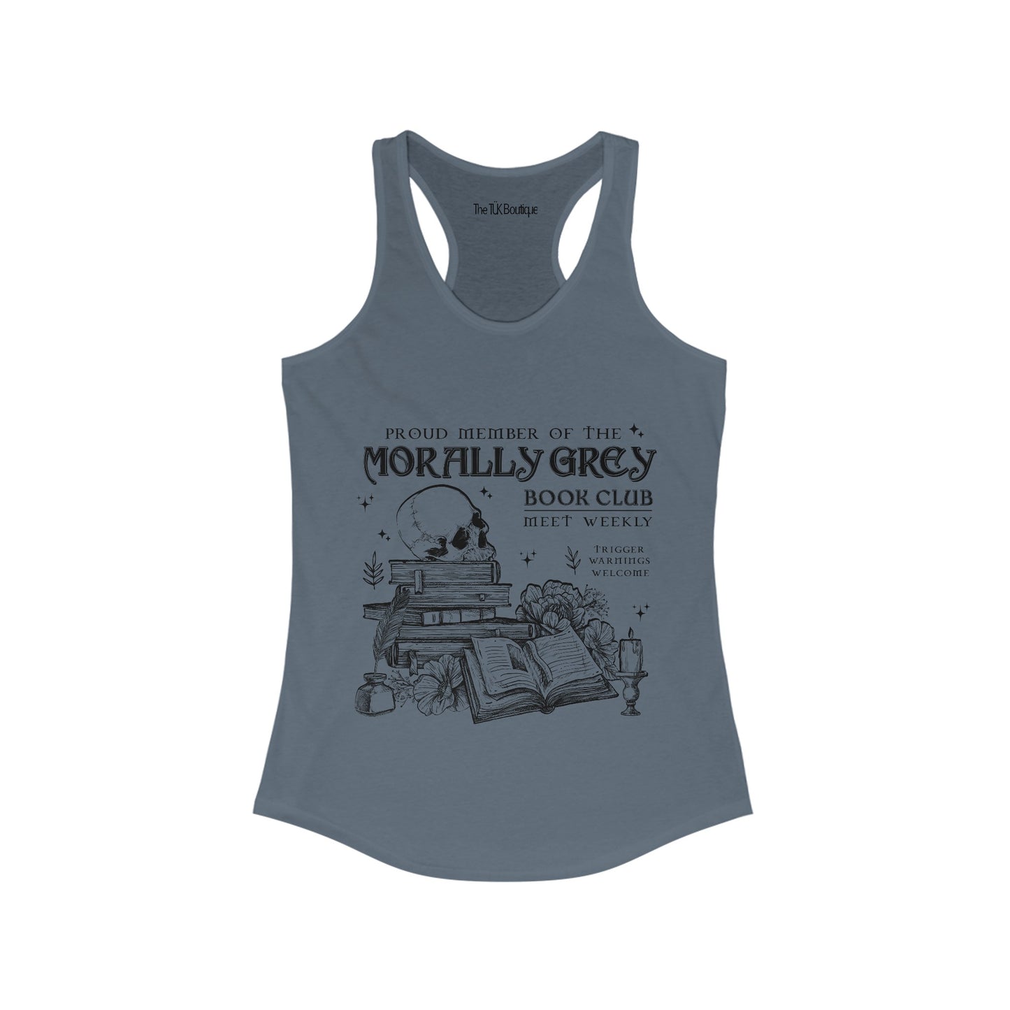 Morally Grey Book Club Racerback Tank