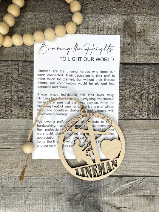 Braving The Heights - Lineman Tribute Ornament