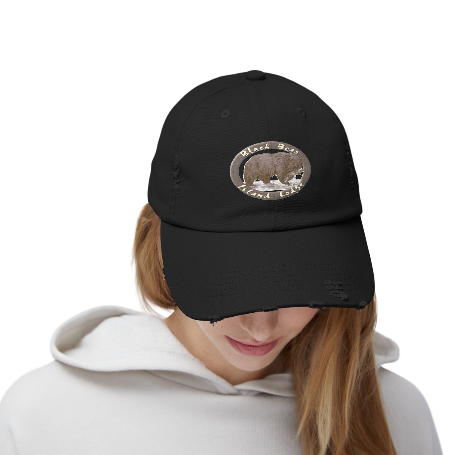 The Black Bear Island Lodge Distressed Cap