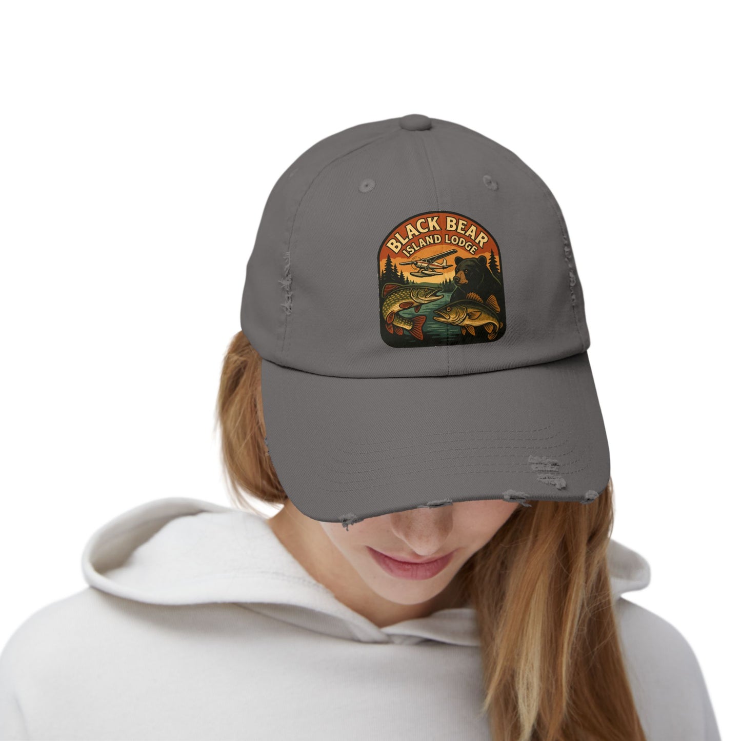 The Black Bear Island Lodge Distressed Cap 2025