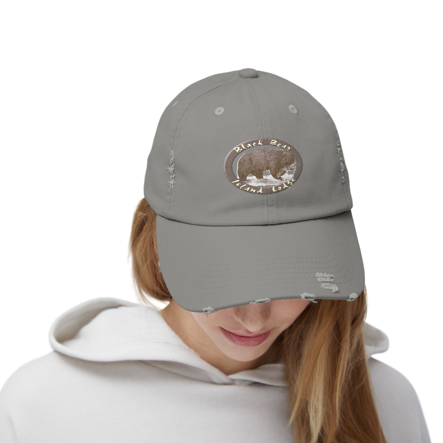 The Black Bear Island Lodge Distressed Cap