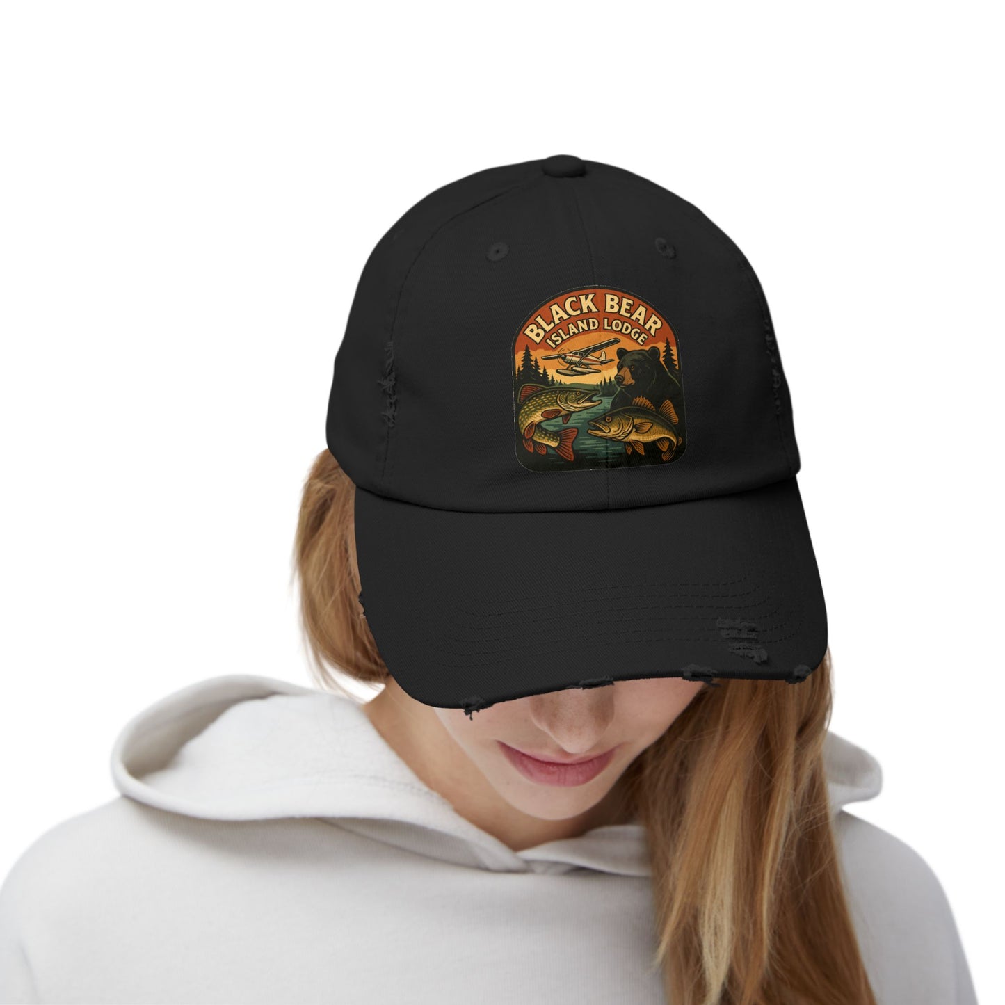 The Black Bear Island Lodge Distressed Cap 2025