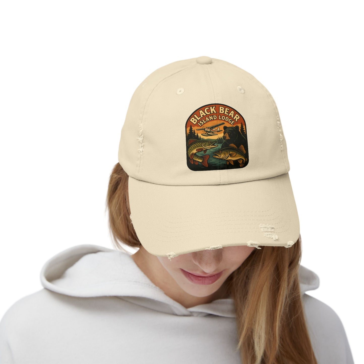 The Black Bear Island Lodge Distressed Cap 2025