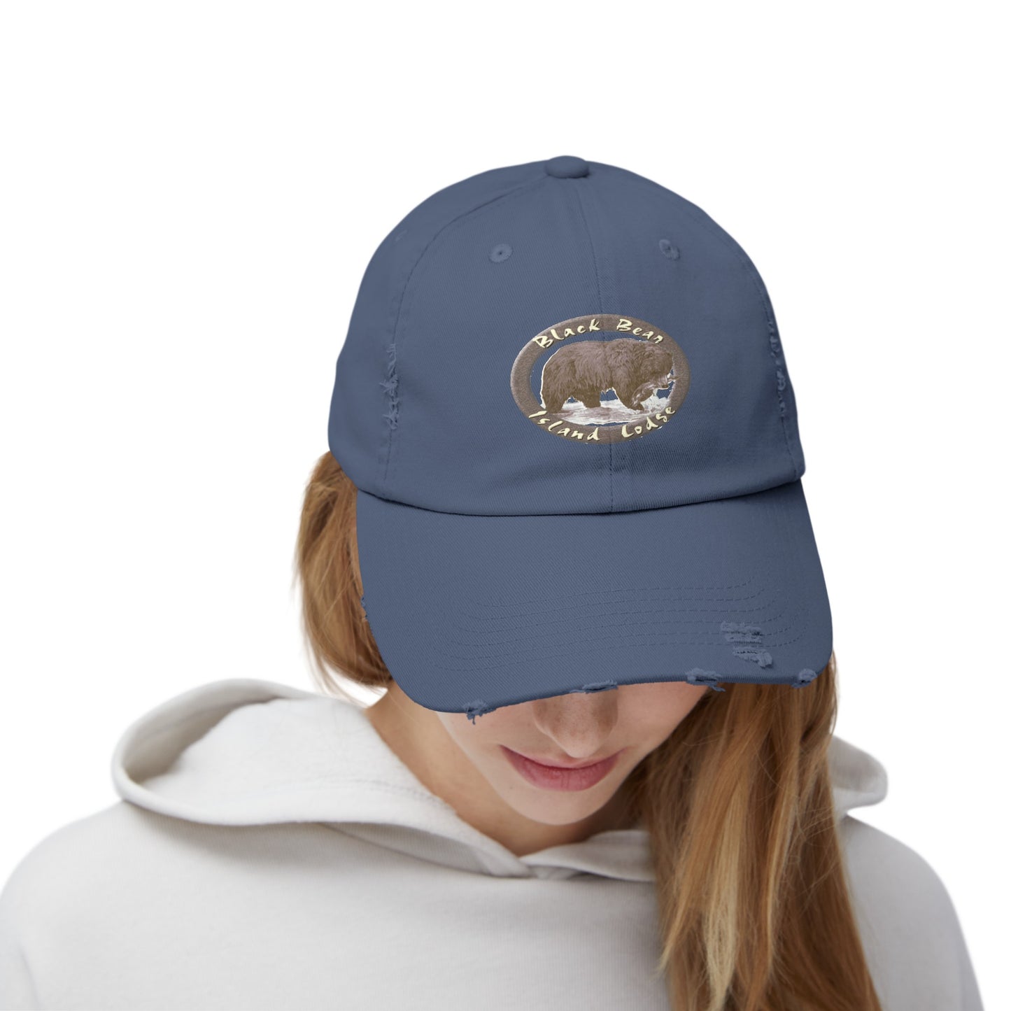 The Black Bear Island Lodge Distressed Cap